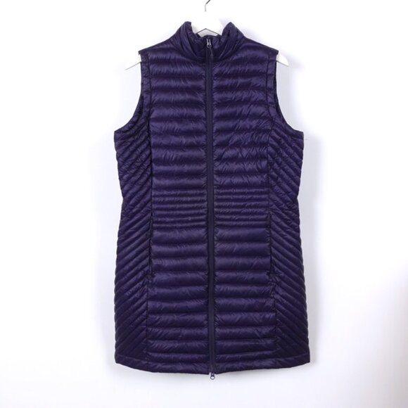 Duluth Trading Women’s 2X Long Down Puffer Vest | Navy Quilted Lightweight Warm - Picture 1 of 5